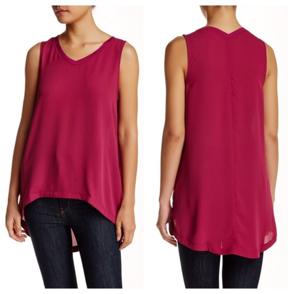 14th & Union Woven Tank Purple & Fuchsia S Pink